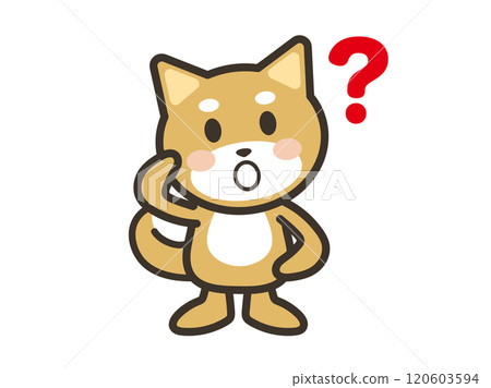 Illustration of a cute dog tilting its head in wonder 120603594