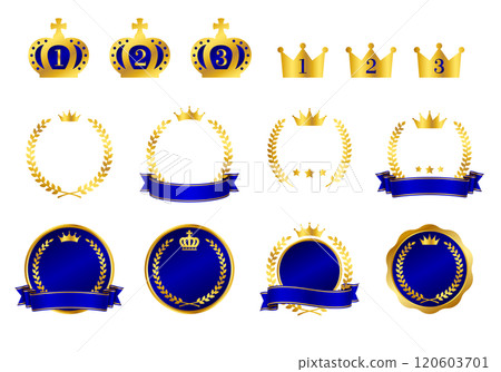 Illustration materials using crowns, laurel wreaths, ribbons, etc. 120603701