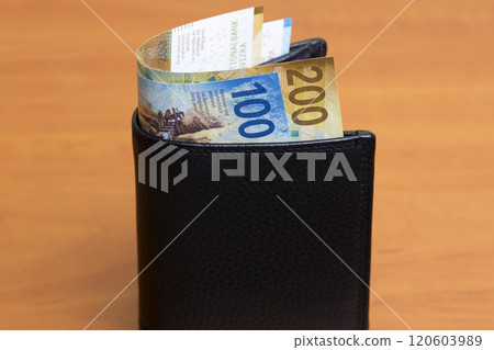 Swiss franc in the black wallet Swiss franc in the black wallet 120603989