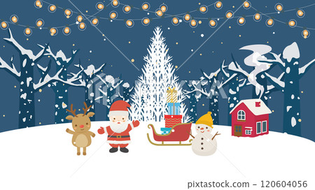 Merry Christmas - Cute Santa and Reindeer (Full HD 16:9 size) 120604056