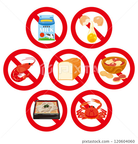 7 major allergy free - Illustration of specific ingredients - No text 120604060