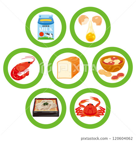 Seven major allergies - illustration of specific ingredients (no text) 120604062