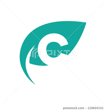 Initial letter with green leaf logo Initial letter with green leaf logo 120604142