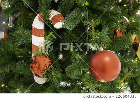 Christmas background and new year still life festive decoration Christmas background and new year still life festive decoration 120604333