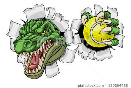 Crocodile Dinosaur Alligator Tennis Sports Mascot Crocodile Dinosaur Alligator Tennis Sports Mascot 120604488