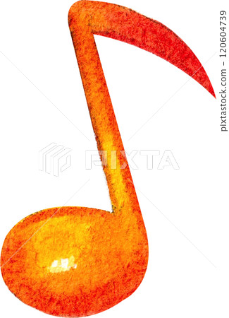 Orange  Musical Notes,Hand-drawn watercolor painting illustration 120604739