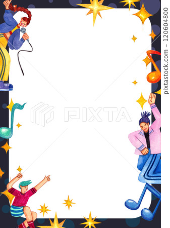 Music festival have music band, dancer enjoyful , frame design,Hand-drawn watercolor poster frame 120604800
