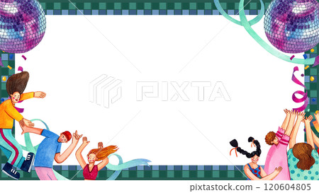 Music festival have music band, dancer enjoyful , frame design, Hand-drawn watercolor Billboard frame 120604805