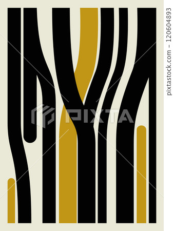 Modern black yellow geometric shapes poster. Abstract boho wall decoration 120604893