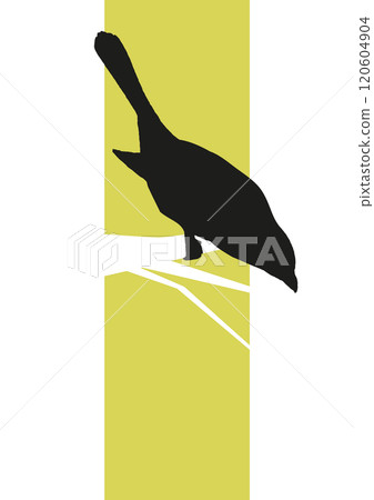 Bird on the tree illustration vector simple illustration. Silhouettes of the sparrow sitting on a branch 120604904