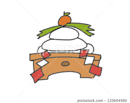Illustration of Kagami mochi in pencil style 120604980