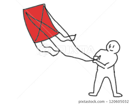 Illustration of a person flying a kite in pencil style 120605032