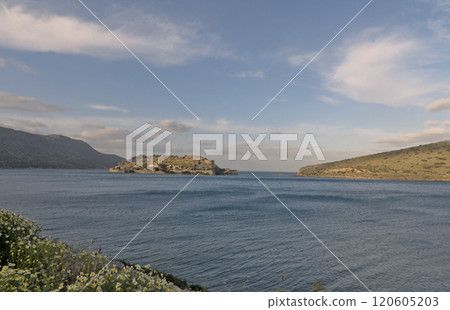 The island of Spinalonga is located in the Gulf of Elounda in north-eastern Crete The island of Spinalonga is located in the Gulf of Elounda in north-eastern Crete 120605203