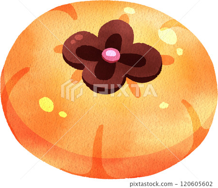 Orange bean Nerikiri, Japanese Dessert, watercolor digital painting hand-drawn illustration 120605602
