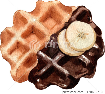Handdrawn of Waffle Dessert watercolor Handdrawn of Waffle Dessert watercolor 120605740