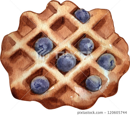 Handdrawn of Waffle Dessert watercolor Handdrawn of Waffle Dessert watercolor 120605744