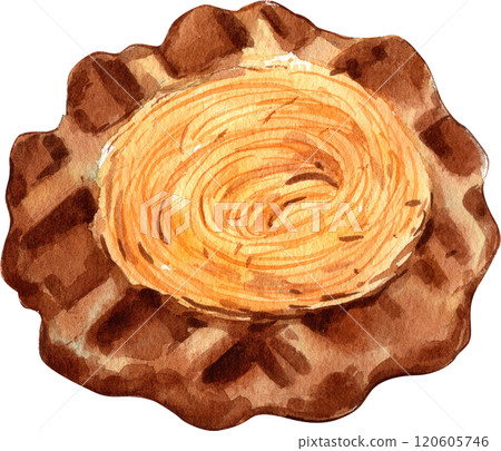 Handdrawn of Waffle Dessert watercolor Handdrawn of Waffle Dessert watercolor 120605746