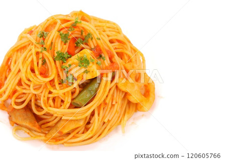 Pasta spaghetti tomato sauce light background 120605766