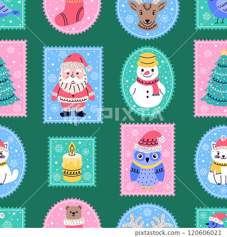 Seamless pattern with postage stamps  120606021