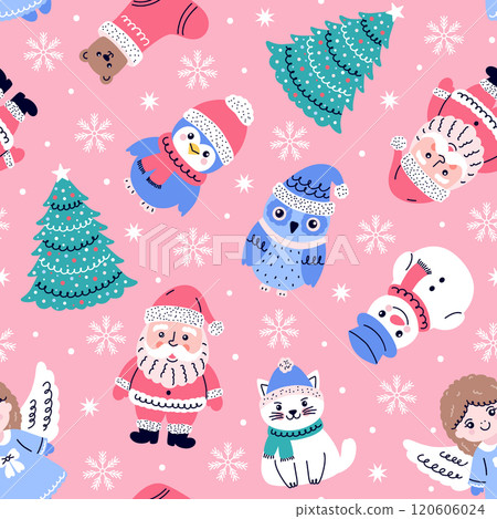 Seamless Christmas themed pattern 120606024