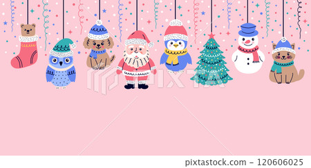 Christmas garland with doodle style toys  120606025