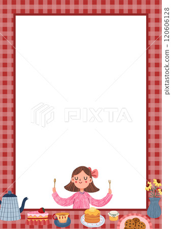 spring tea time, hand-drawn digital painting frame design spring tea time, hand-drawn digital painting frame design 120606128