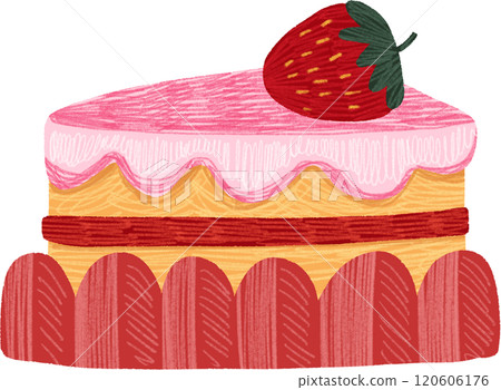 Strawberry Cake Topped with Fresh Strawberries, hand-drawn digital painting illustration Strawberry Cake Topped with Fresh Strawberries, hand-drawn digital painting illustration 120606176