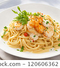 Pasta with shrimp and cream sauce 120606362