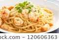 Pasta with shrimp and cream sauce 120606363