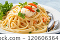 Pasta with shrimp and cream sauce 120606364