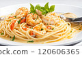 Pasta with shrimp and cream sauce 120606365