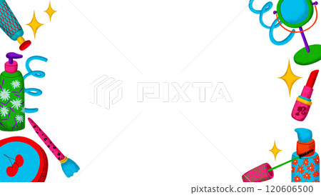 Horizontal frame cosmetics, digital painting with cartoon lines, bright colors in a pop art style Horizontal frame cosmetics, digital painting with cartoon lines, bright colors in a pop art style 120606500