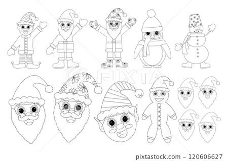 Christmas Character Set Coloring Page Christmas Character Set Coloring Page 120606627