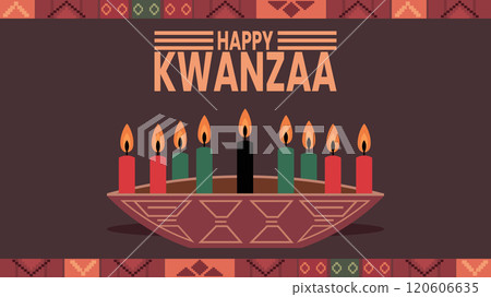 Happy Kwanzaa. Is an annual celebration of African-American culture which is held from December 26 to January 1. African American cultures festival. Vector Happy Kwanzaa. Is an annual celebration of African-American culture which is held from December 26 to January 1. African American cultures festival. Vector 120606635