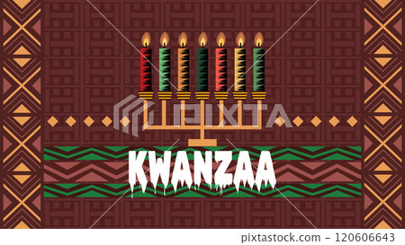 Happy Kwanzaa. Is an annual celebration of African-American culture which is held from December 26 to January 1. African American cultures festival. Vector Happy Kwanzaa. Is an annual celebration of African-American culture which is held from December 26 to January 1. African American cultures festival. Vector 120606643