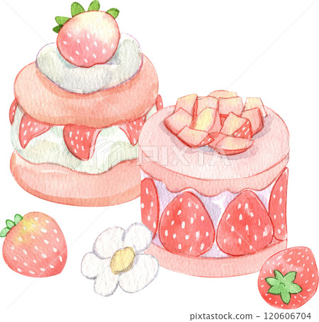 strawberry and whipped cream strawberries, strawberry festival, hand-drawn watercolor illustration strawberry and whipped cream strawberries, strawberry festival, hand-drawn watercolor illustration 120606704