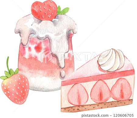 yogurt strawberry smoothie strawberries, strawberry festival, hand-drawn watercolor illustration yogurt strawberry smoothie strawberries, strawberry festival, hand-drawn watercolor illustration 120606705