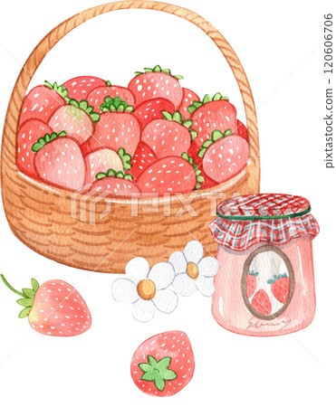a basket of strawberries and homemade strawberry 120606706