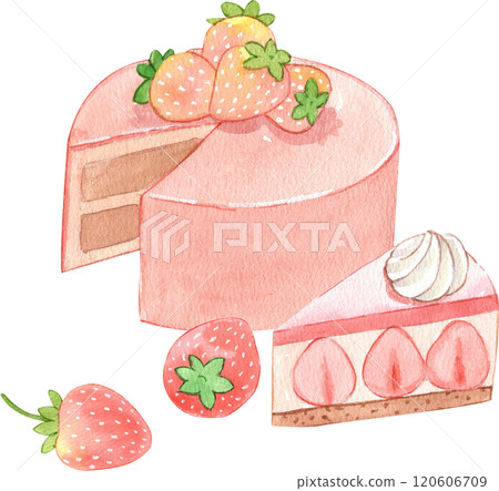 strawberry pound cake with one cute slice  120606709