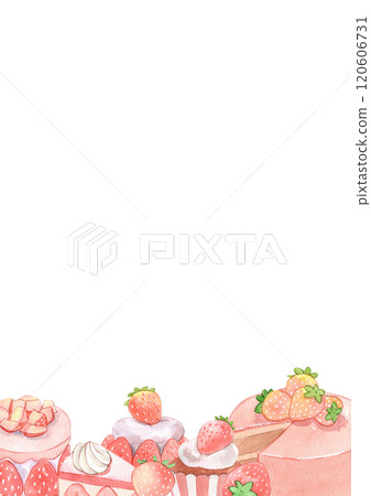 sweet strawberry celebration, strawberry festival, hand-drawn watercolor painting frame design 120606731
