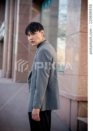 Handsome man in suit, fashion, business, street style. Central Asia 120606938