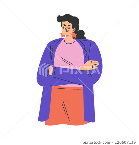 Angry Annoyed Woman Character Have Conflict and Argument with Someone Vector Illustration Angry Annoyed Woman Character Have Conflict and Argument with Someone Vector Illustration 120607139
