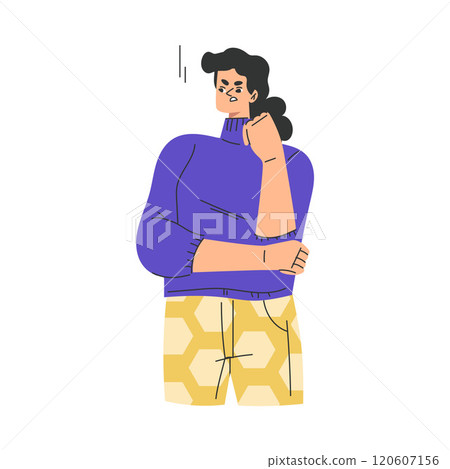 Angry Annoyed Woman Character Have Conflict and Argument with Someone Vector Illustration 120607156