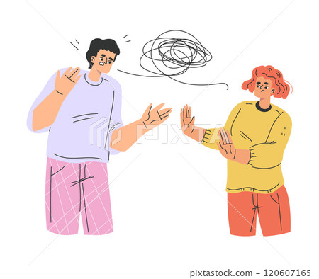 Relationship Problem with Angry Man and Woman Arguing Vector Illustration 120607165