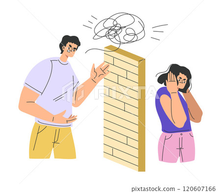 Relationship Problem with Angry Man and Woman Arguing Vector Illustration 120607166