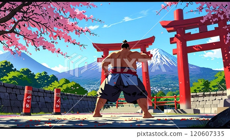 Fusion of sumo wrestlers and traditional culture_1 120607335