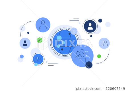 Human connections. Internet, global communications. Teams, groups, society, unity, relationships 120607349