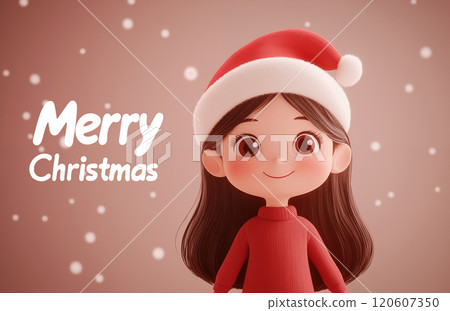 卡通圣诞节女孩插画 120607350