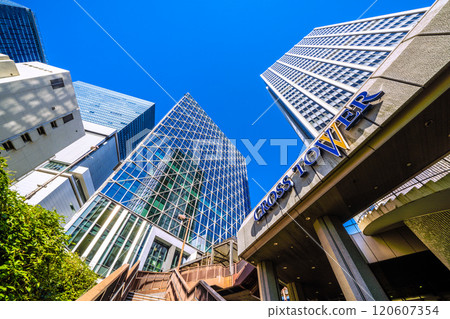 Tokyo cityscape in Japan: A city with pedestrian bridges. View of Shibuya AQUS, Shibuya Cross Tower, Shibuya Hikarie, etc. = 25th 120607354