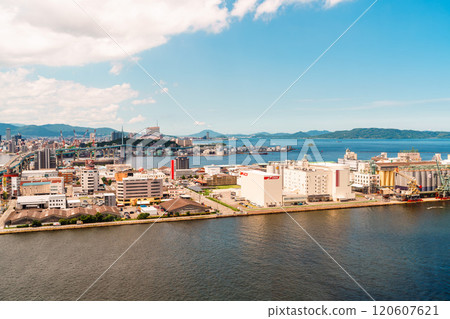 The townscape on the opposite bank as seen from Nabe no Futayama 120607621